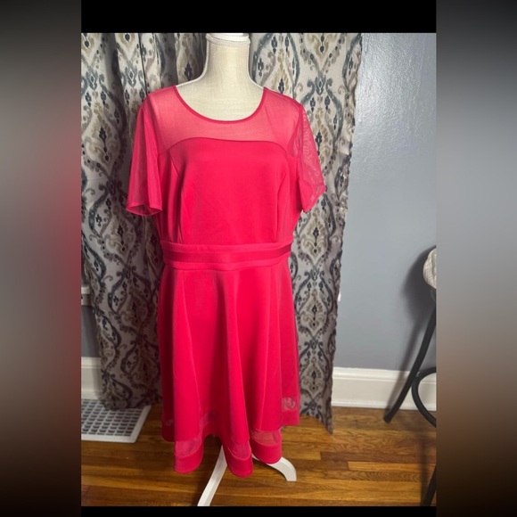 Lane Bryant Hot Pink Dress with Mesh Arms NWT BALLETCORE FEMININE COQUETTE - Picture 3 of 5
